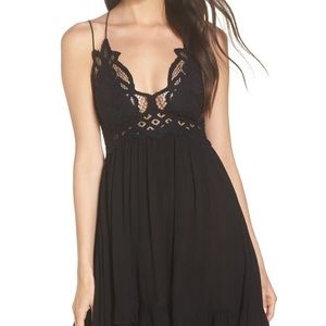 NWOT Intimately FP Adella Frilled Chemise Black, M